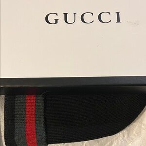 Gucci Men's Black Socks with Red and Gray Stripes